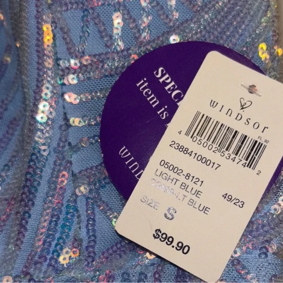 New Elegant Blue Sequin Dress 👗 Sz Small - Picture 5 of 5